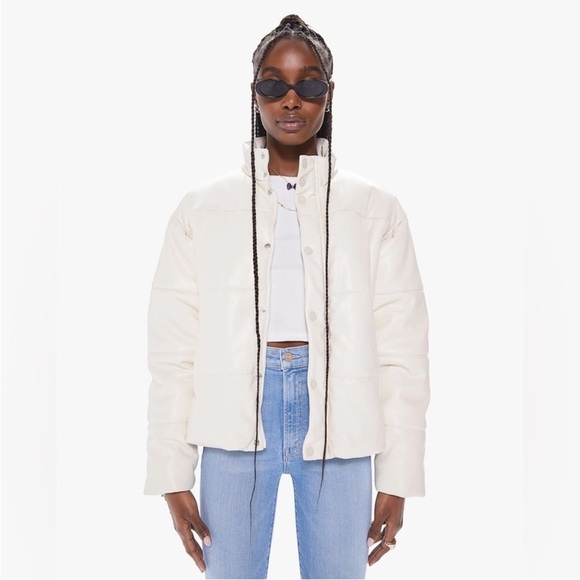 MOTHER Jackets & Blazers - MOTHER The Drop Pillow Talk Puffer Jacket vegan leather white ecru size large